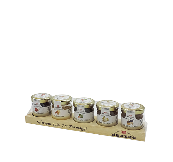 Astuccio in Legno 5 confetture per Formaggi Brezzo