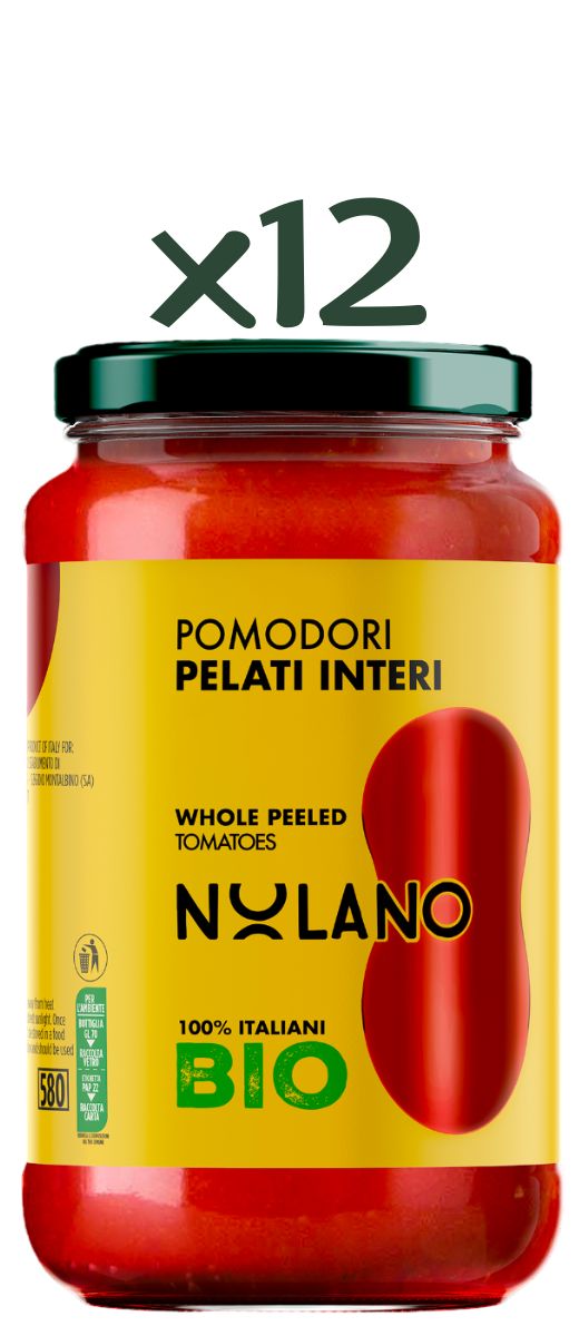 Pomodori Pelati interi BIO in Vetro 540g Nolano (Confezione da 12)
