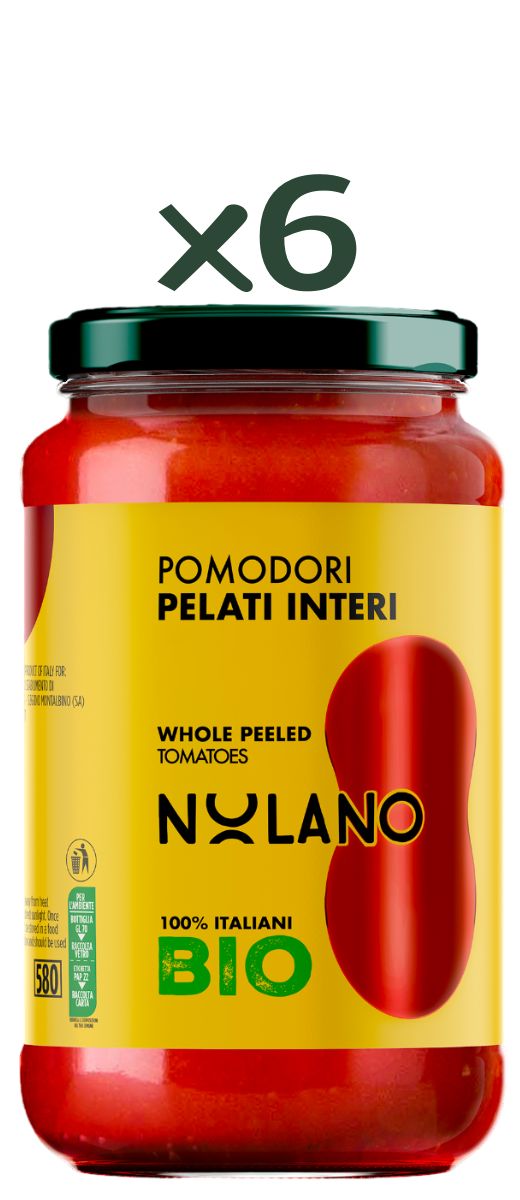 Pomodori Pelati interi BIO in Vetro 540g Nolano (Confezione da 6)