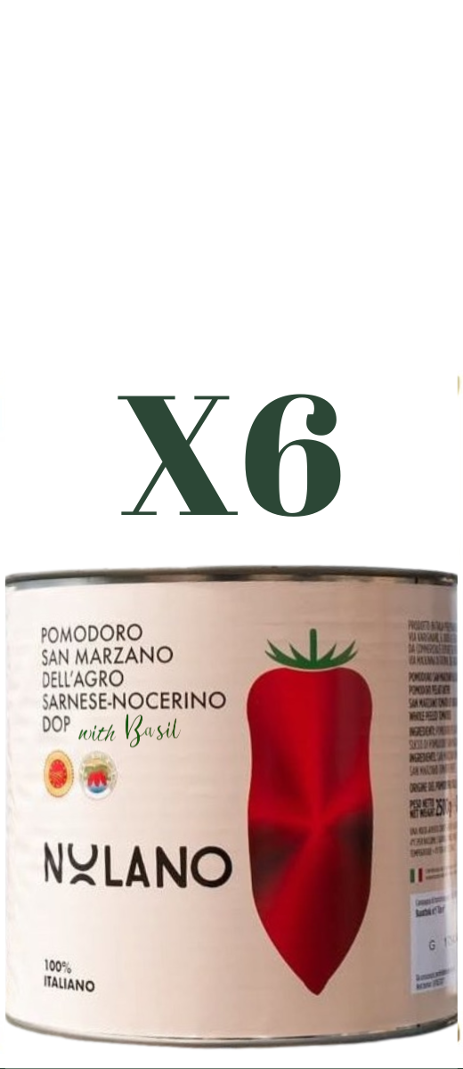 Pomodoro San Marzano DOP con Basilico in Latta 800g Nolano (Confezione da 6)