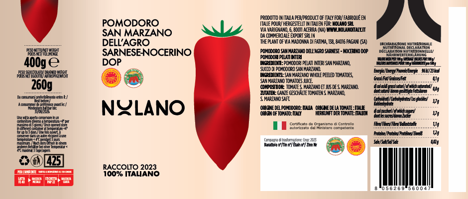 Pomodoro San Marzano DOP in Latta 400g Nolano (Confezione da 12)